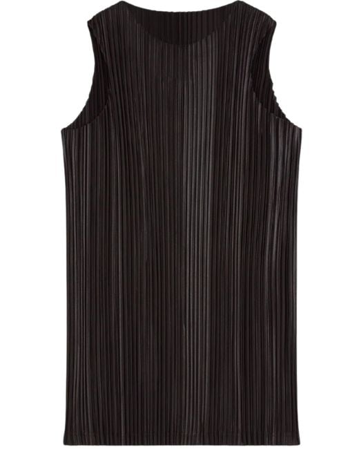 Phoebe Philo Black Pleated Sleeveless Mock Neck Top