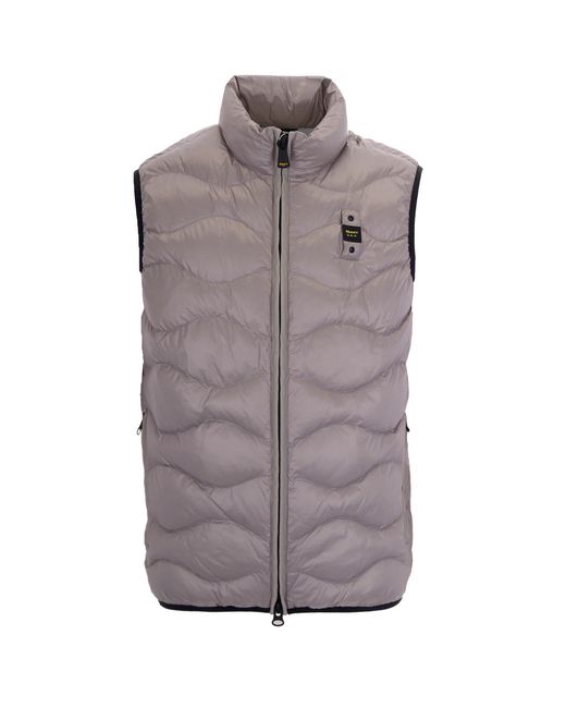 Blauer Gray Quilted Long Puffer Vest for men