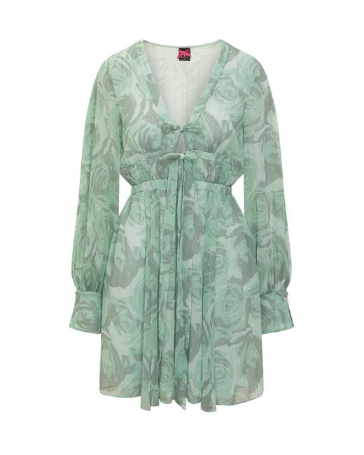 Pinko Green Mini Suit Shorts With Adjustable Drawstring