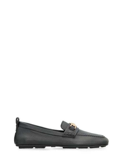 Versace Black Driver Leather Loafers for men