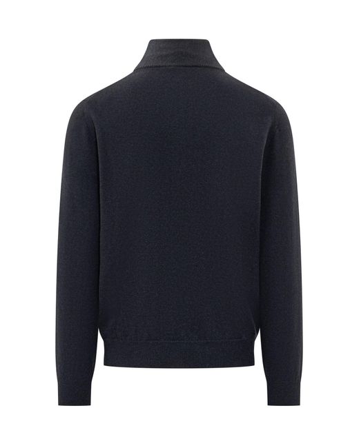 Malo Blue Basic Zip-Up Knit Sweater