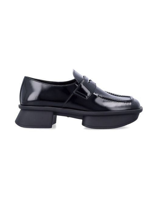 Prada Blue Equal Brushed Leather Loafers