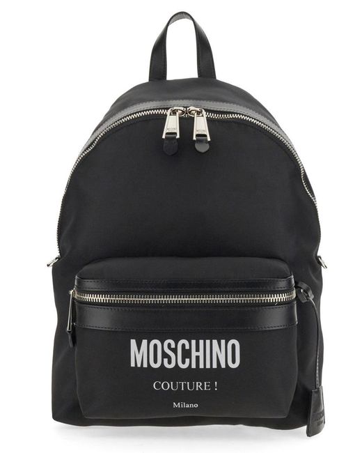 Moschino Black Large Backpack With Logo for men