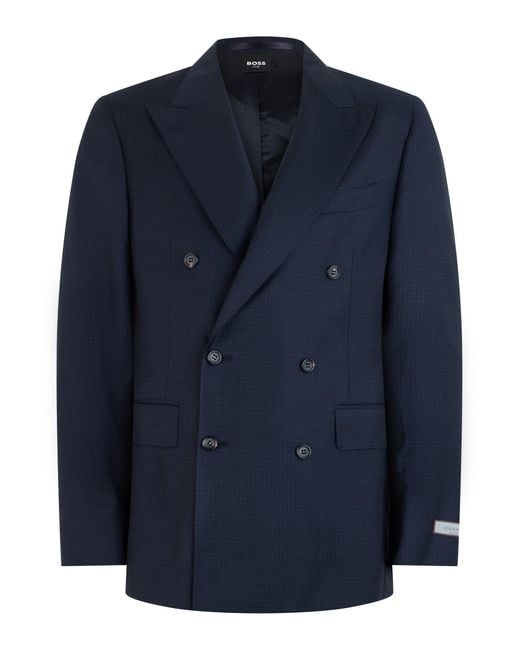 Canali Blue Double-Breasted Wool Blazer Jacket for men