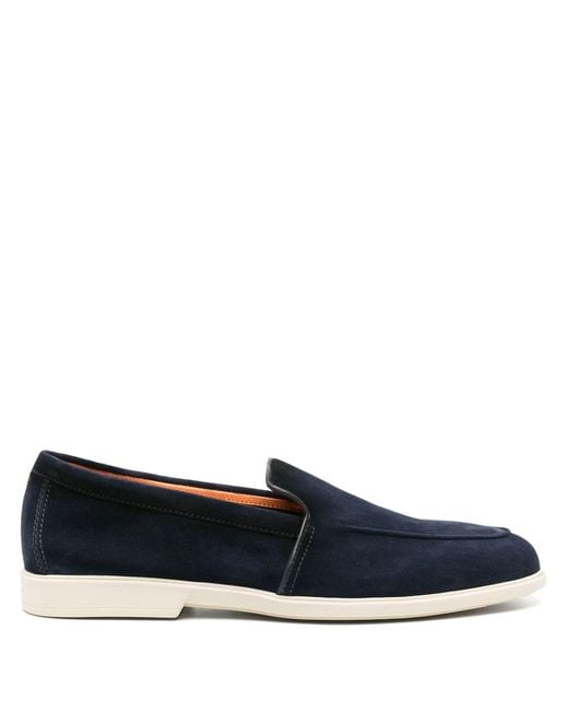 Santoni Blue Suede Moccasin for men