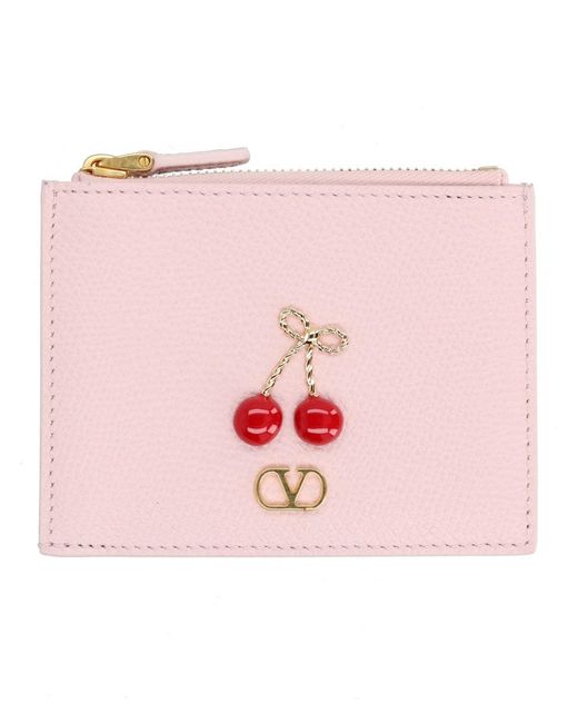 Valentino Garavani Pink Cherryfic Mini Zip Wallet