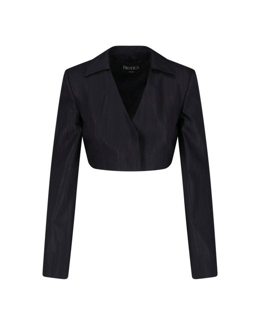 Dondup Black Cropped Tailored Blazer Jacket