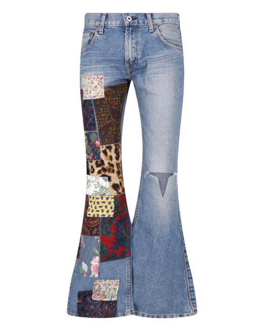Junya Watanabe Blue Patchwork Flare Jeans