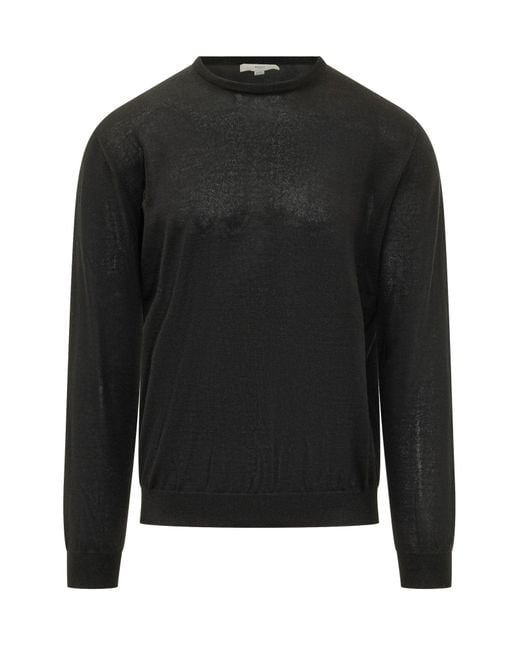 Malo Black Basic Crewneck Knit Sweater
