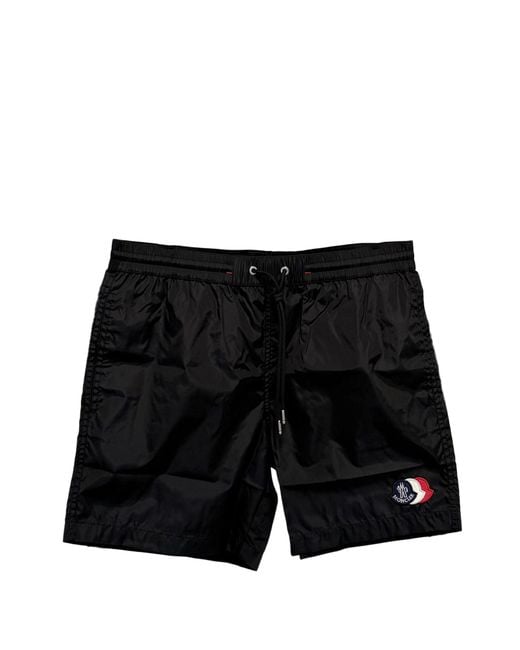 Moncler Black Swim Shorts With Patch for men