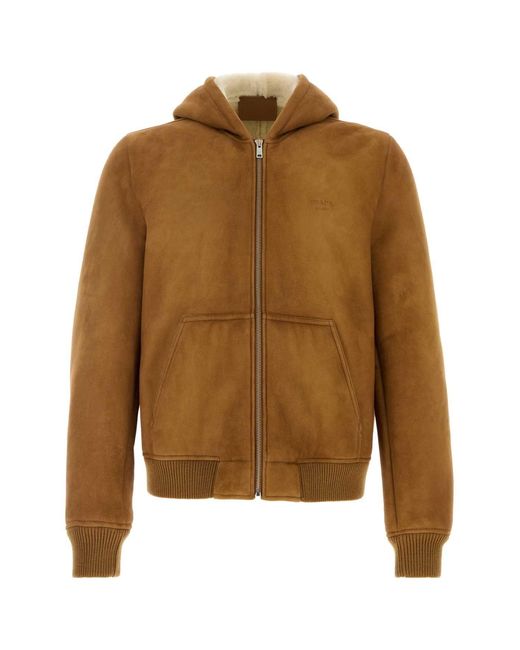Prada Brown Shearling Leather Jacket for men