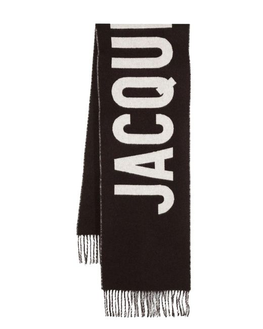 Jacquemus Black Oversized Wool Logo Scarf for men