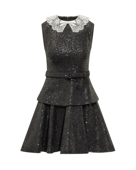 Self-Portrait Black Chic Sequin Mini Dress