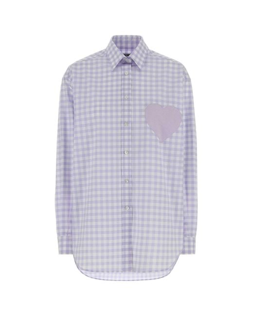 Moschino Purple Embroidered Poplin Oversize Shirt