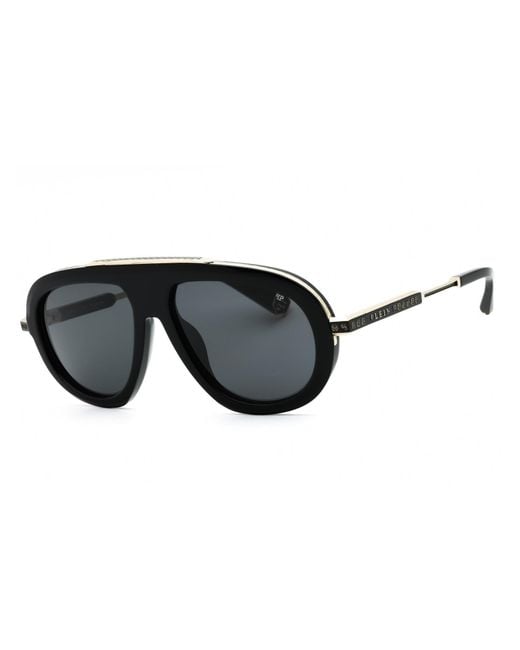 Philipp Plein Black Spp151M Plastic Oval Sunglasses for men
