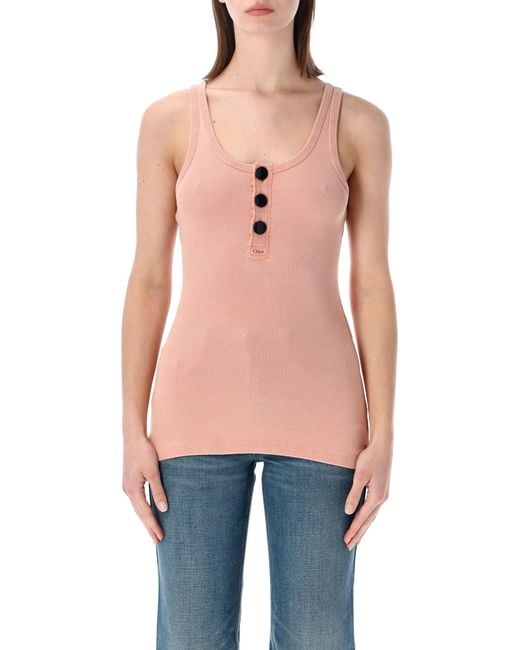 Chloé Red Elevated Fitted Tank Top