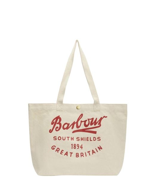 Barbour White Script Tote Bag for men
