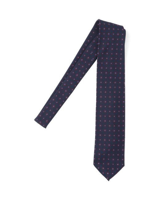 Cesare Attolini Blue Patterned Silk Necktie for men