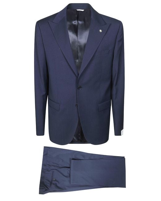 Manuel Ritz Blue Micro-Pattern Suit for men