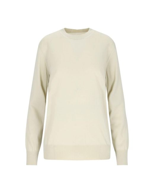 Jil Sander White 100% Wool Crewneck Sweater