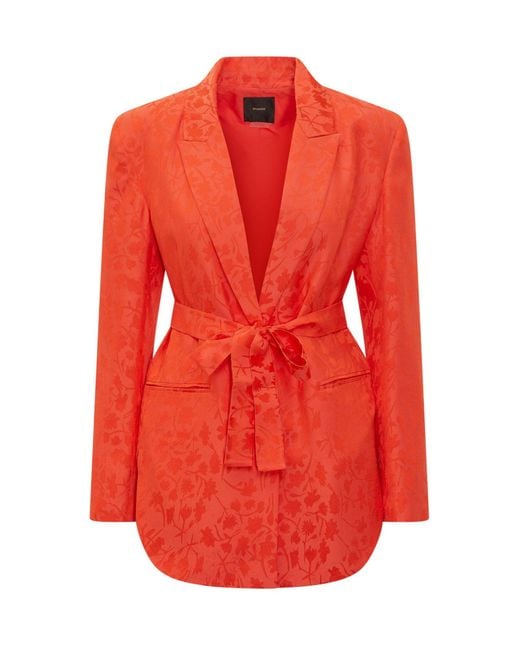 Pinko Red Chic Belted Blazer Jacket