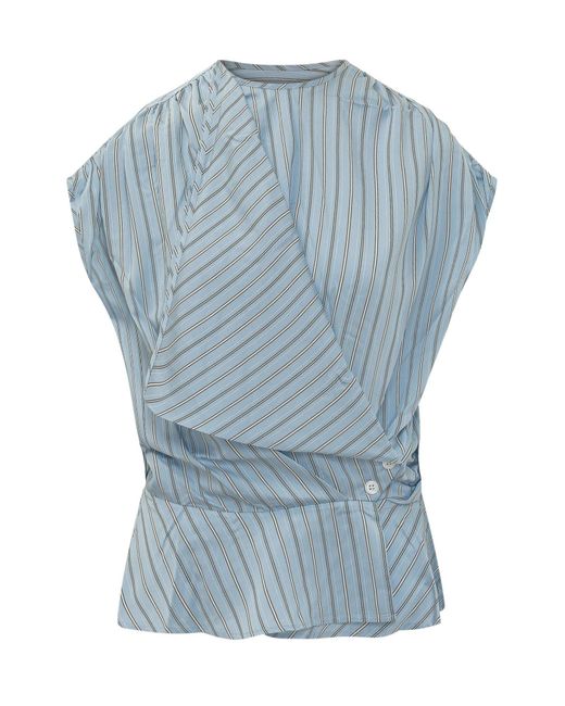IRO Blue Mini Draped Top