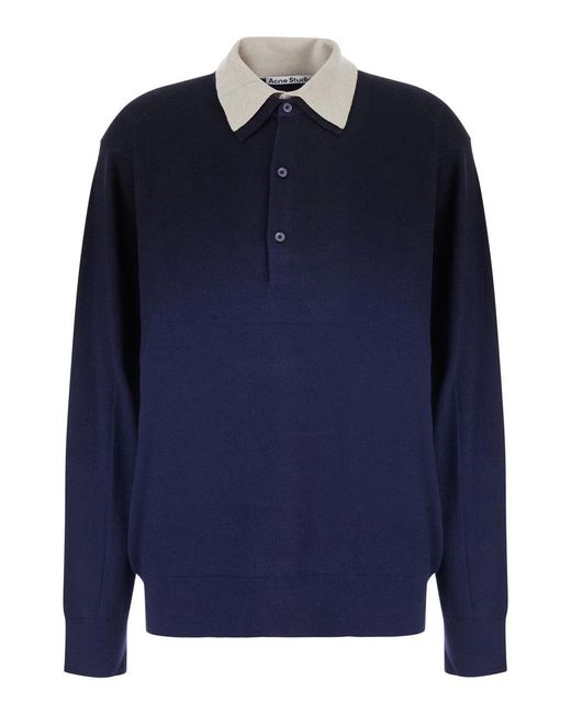 Acne Blue Round Neck Wool Sweater Top