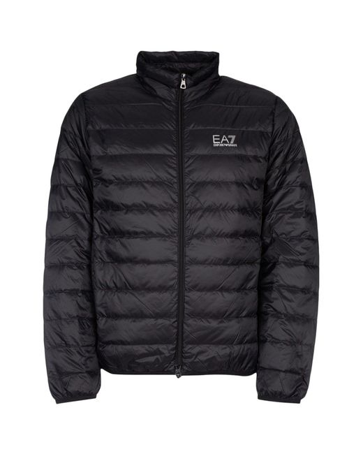 EA7 Black E. A.7 Lightweight Quilted Down Jacket With Elastic Hem for men