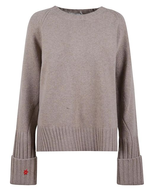 Tory Burch Brown Merino Wool Round Neck Sweater
