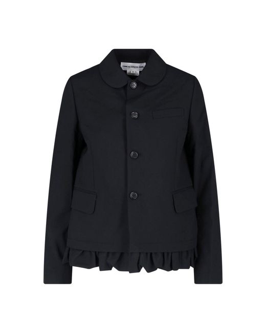 Comme des Garçons Black Ruffled Trim Rounded Collar Jacket