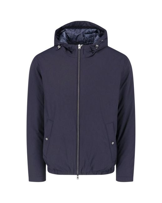 Herno Blue Hooded Zip-Up Jacket for men