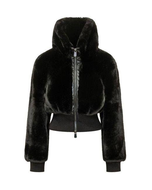 Pinko Black Shearling-Lined Bomber Jacket