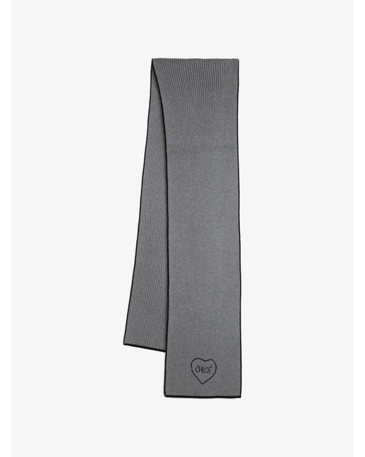 Chloé Gray Logo Scarf