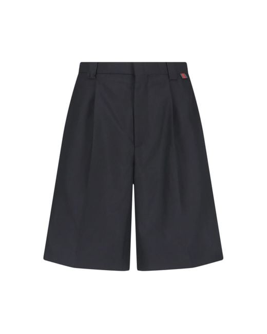 Gucci Blue Wool Blend Shorts With Web Loop for men
