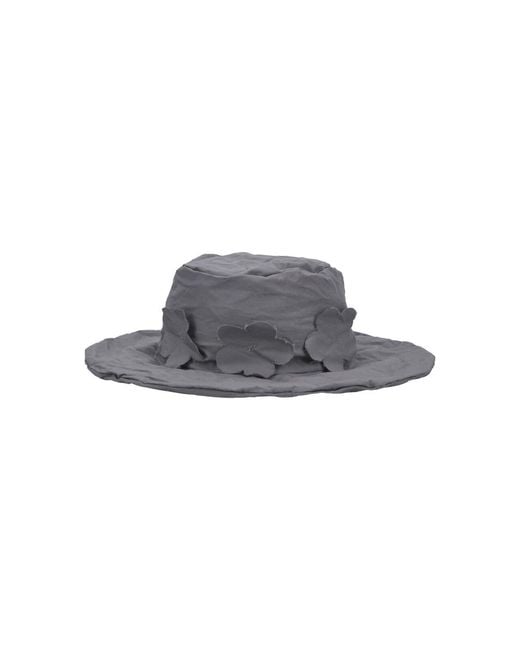 Scha Gray Floral Applique Wide Brim Hat
