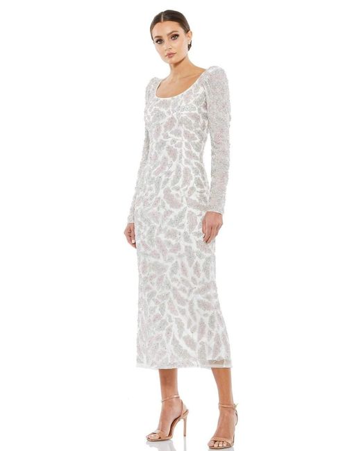Mac Duggal Cocktail 5424d Scoop Tea-length Dress in Ivory (White) | Lyst