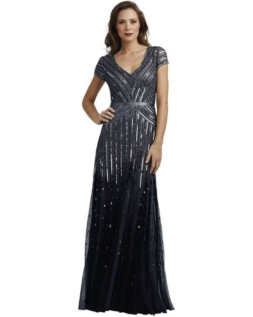 Adrianna Papell 92868950 Cap Sleeve Sequined Mesh A-line Gown | Lyst