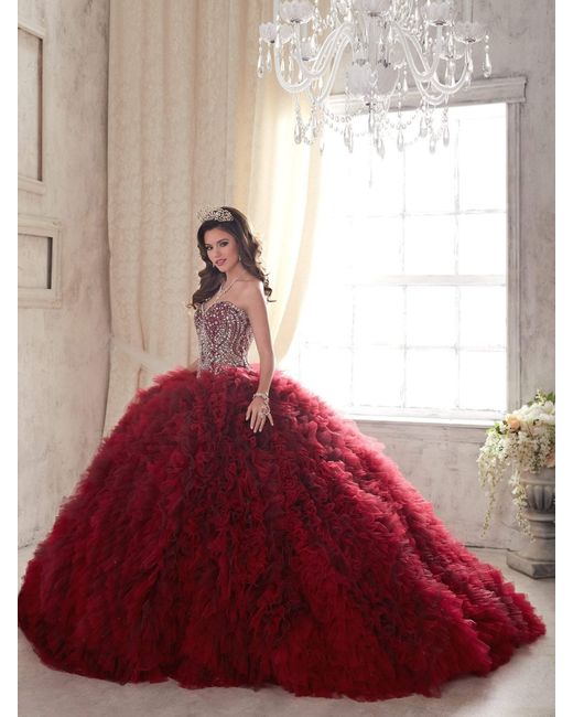 strapless red ballgown