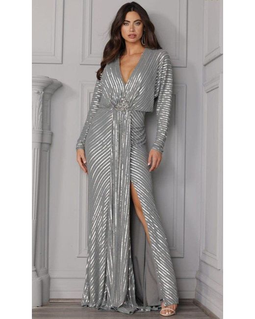 Terani Couture 2111m5280 Long Sleeve V 