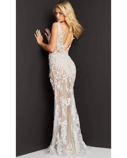 Jovani 07368 Romantic Lace Sheer Sexy 