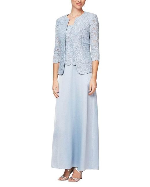 Alex Evenings 81122326 Lace And Satin Dress With Jacket in Blue | Lyst