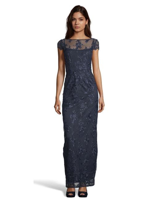 Adrianna Papell Ap1e204700 Floral Embroidered V-neck Sheath Dress in ...
