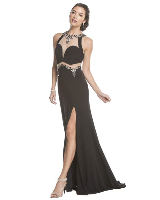 Aspeed Design Bedazzled Halter Sheath Prom Dress in Black | Lyst