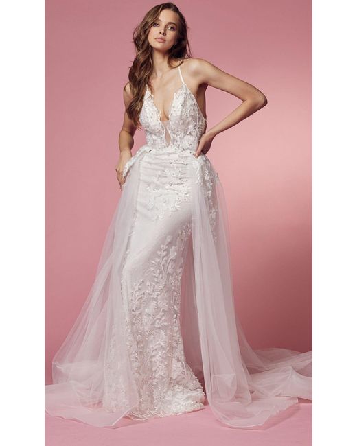Nox Anabel Bridal F485w Lace Overskirt Bridal Dress in White | Lyst