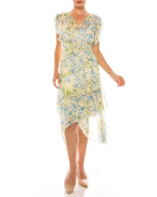 Ruffled Cap Sleeves Casual Dress | Lyst