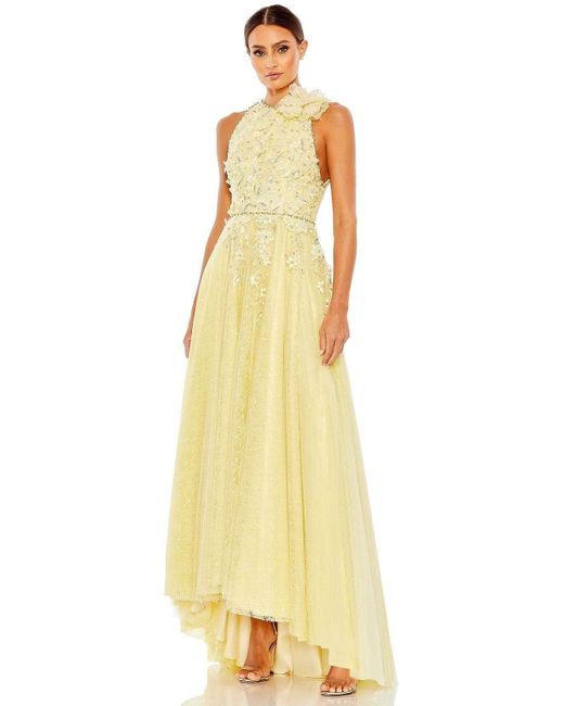 Mac Duggal Tulle 11310 Flower Neck Aline Dress in Lemon (Yellow) Lyst