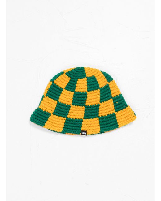 Stussy Checker Knit Bucket Hat Green in Yellow for Men | Lyst Canada