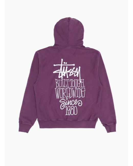 Stussy Built Tough Pigment Dyed Hoodie Purple for Men | Lyst