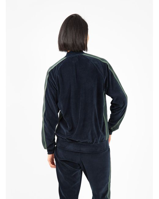 Needles Velour Track Jacket Navy in Blue | Lyst
