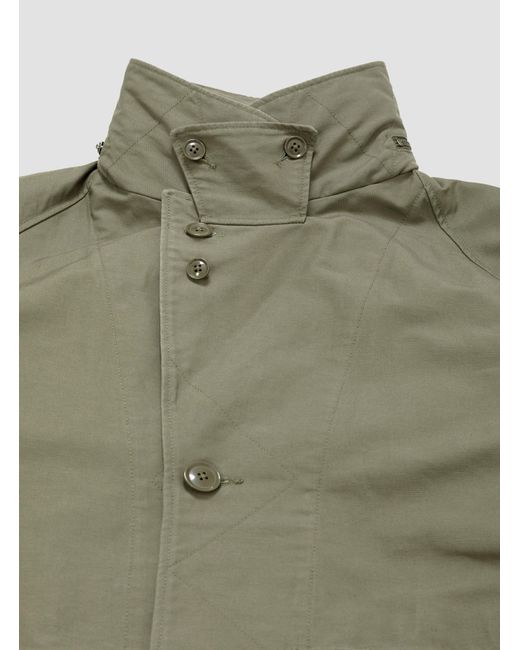 Engineered Garments Drizzler Coat Cotton Double Cloth in Green for